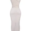 Laria ecru veganistische leren maxi-jurk