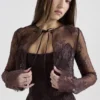 Larra Bitter Chocolate kanten korset midi-jurk & Bolero’s