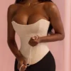 Larra Vintage ivoorkleurige strapless kanten korsetten-top