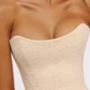 Larra Vintage ivoorkleurige strapless kanten korsetten-top