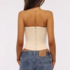Larra Vintage ivoorkleurige strapless kanten korsetten-top