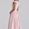 Lauren Roze katoenen maxi-jurk met Engelse borduursels en boothals