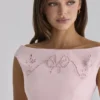 Lauren Roze katoenen maxi-jurk met Engelse borduursels en boothals