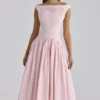 Lauren Roze katoenen maxi-jurk met Engelse borduursels en boothals