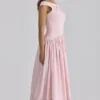 Lauren Roze katoenen maxi-jurk met Engelse borduursels en boothals