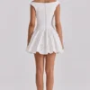Lauren witte katoenen mini-jurk met broderie anglaise en boothals