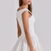 Lauren witte katoenen mini-jurk met broderie anglaise en boothals
