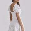Lavina Witte mini-jurk op maat met kant + katoen en broderie anglaise