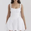 Le Puff witte katoenen tule mini-jurk
