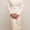 Lena crèmekleurige bouclé midi-rok