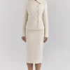 Lena crèmekleurige bouclé midi-rok