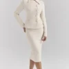 Lena crèmekleurige bouclé midi-rok