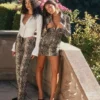 Serina veganistische leren broek met slangenprint
