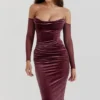 Leora Mulberry strapless midi-jurk