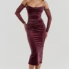 Leora Mulberry strapless midi-jurk