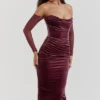 Leora Mulberry strapless midi-jurk