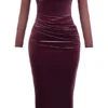 Leora Mulberry strapless midi-jurk