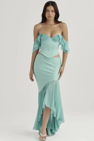 Lila Jade maxi-rok met ruches