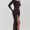 Lilas Espresso gebreid rokk midirok