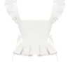 Lilibet Witte geborduurde katoenen peplum-korsettentop