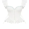 Lilibet Witte geborduurde katoenen peplum-korsettentop