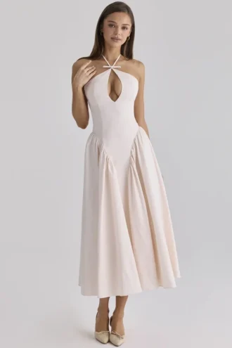 Lilli Blush Peek-a-Boo Keyhole katoenen midi-jurk
