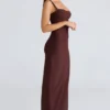 Lini bordeauxrode stretch mesh maxi-jurk