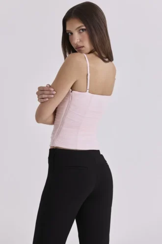 Lini roze mesh korsetten top