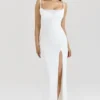 Lini witte mesh maxi-jurk