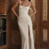 Lini witte mesh maxi-jurk