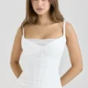 Lini witte mesh maxi-jurk