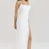 Lini witte mesh maxi-jurk