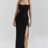 Lini zwarte maxi-jurk van mesh