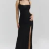 Lini zwarte maxi-jurk van mesh