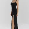 Lini zwarte maxi-jurk van mesh