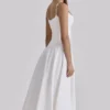 Liora witte katoenen midi-zomerjurk met broderie anglaise-rand