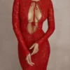 Lisandra rode kanten maxi-jurk