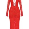 Lisandra rode kanten maxi-jurk