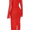Lisandra rode kanten maxi-jurk