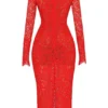Lisandra rode kanten maxi-jurk