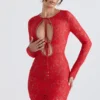Lisandra rode kanten maxi-jurk