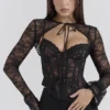 Lisette zwarte kanten korset-top met Bolero’s