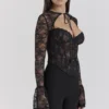 Lisette zwarte kanten korset-top met Bolero’s
