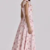 Livia Roze Vintage Rozen Katoenen Midi-Zomerjurk