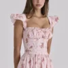 Livia Roze Vintage Rozen Katoenen Midi-Zomerjurk
