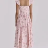 Livia Roze Vintage Rozen Katoenen Midi-Zomerjurk