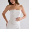 Livie witte katoenen broderie strapless korset top
