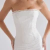 Livie witte katoenen broderie strapless korset top