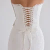 Livie witte katoenen broderie strapless korset top