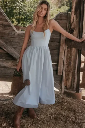 Lolita zachtblauwe korsetten-zomerjurk
